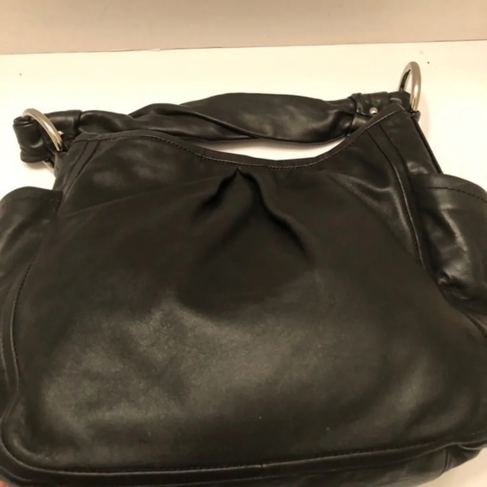 Coach black leather Parker hobo pleaded bag